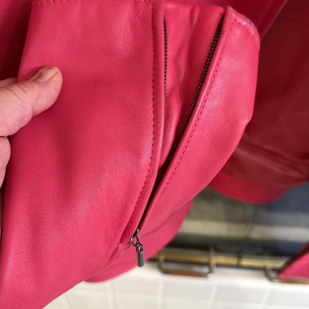 Pink Leather Jacket Dana Buchanan Rosy Pink Vintage Size Large - Picture 14 of 16